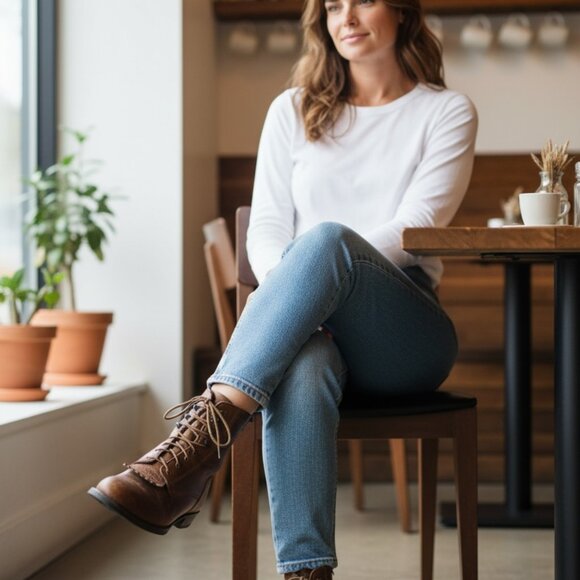 Ariat Heritage Lacer II Women’s Size 8 Brown Leather Western Boots Tassle Great - Picture 3 of 9